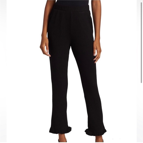 N:PHILANTHROPY Black Talker Rib-Knit Ruffle Hem Pants M - Picture 2 of 14